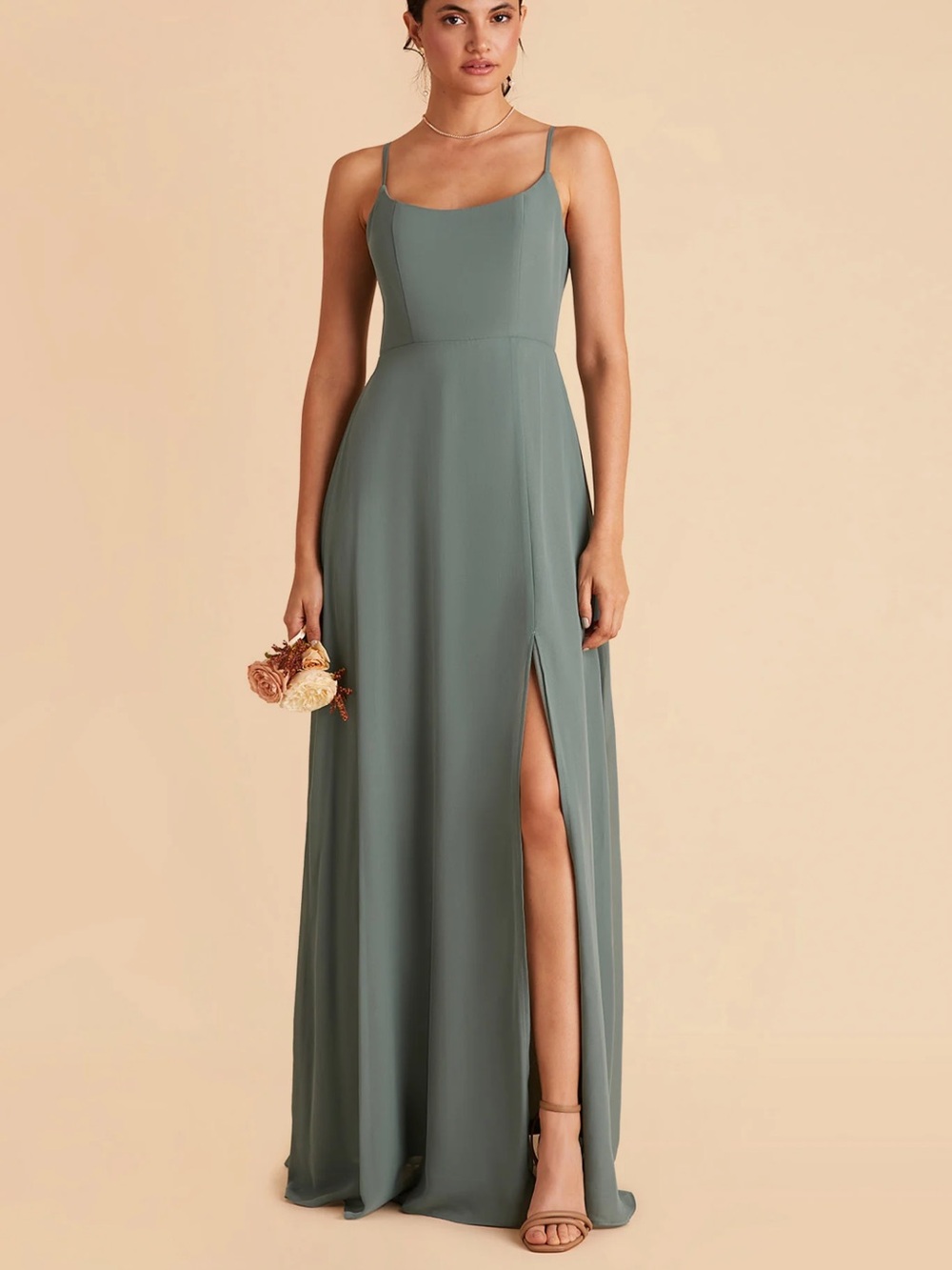 Birdy Grey Women's Amy Dress Spaghetti Strap Slit Chiffon Sean Glass Formal